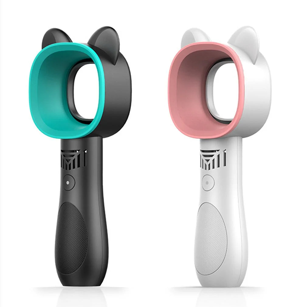 Cute Cat Portable Handheld USB Mini Bladeless Fan Rechargeable Quiet 3 Gear Gift