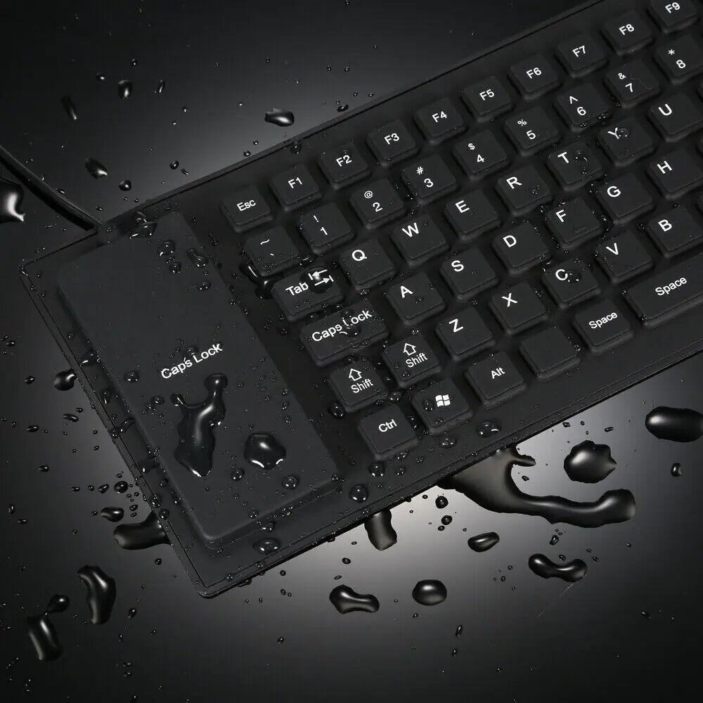 Waterproof Silicone Keyboard Foldable Flexible USB Dustproof DirtProof Full Size